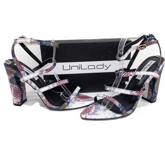Unilady Purple Snake Strappy Bess High Dress Heels Sandals 10 - Picture 1 of 9